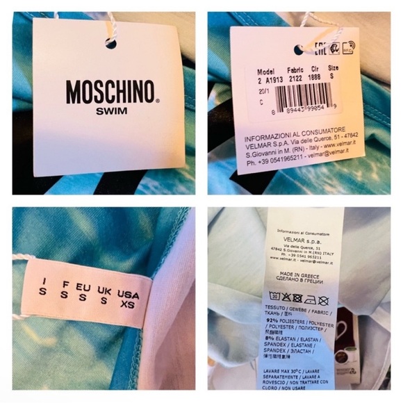 New! Moschino Swim Logo Ocean Print Cover Up T-Shirt Dress in Blue - Picture 6 of 6